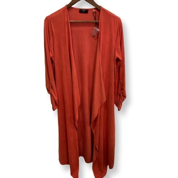 Tahari pretty burnt orange suede like soft fabric jacket. - Picture 1 of 6